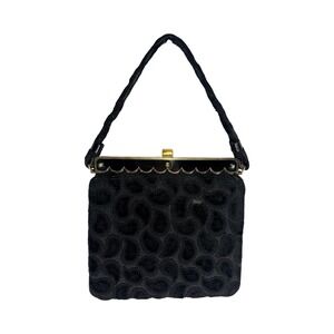 Kadin Women's Vintage Class Black Tapestry Evening Bag Purse 1950's Made In USA